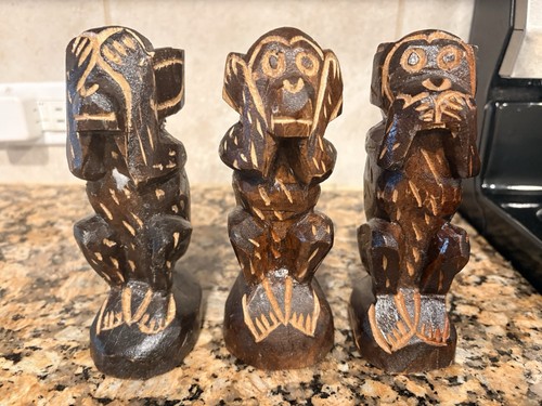 Vintage hand carved - carved, three