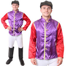 MENS JOCKEY COSTUME HORSE RACING FANCY DRESS PURPLE TOP TROUSERS GOGGLES BOOTS