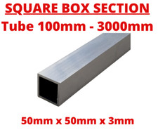 Aluminium Square Box Section Tube  50mm x 50mm x 3mm - Length 100mm to 3000mm