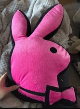 PLAYBOY BUNNY RABBIT HEAD PLUSH CUSHION PILLOW HOT PINK 2007 VINTAGE 30 X 50 CM