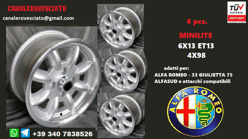 Minilite wheels 6x13 4x98 - , alfa