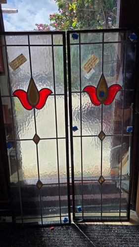 Pair vintage style leaded - pair,