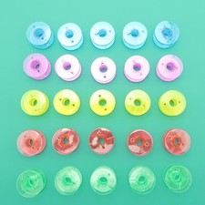 25 Pcs Empty Plastic Bobbin Spools with Storage Box for Domestic Sewing Machines
