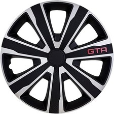 FOR PEUGEOT 206 14" INCH WHEEL TRIMS BLACK & SILVER HUB CAPS GTR 4PC