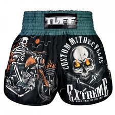TUFF Muay Thai Shorts The Skull Rider Kickboxing Black RMS109 Martial Arts Mens