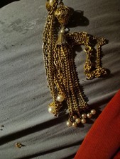 Tasseled Goldtone And Faux Pearl Necklace