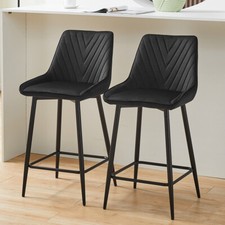 2x Velvet Black Bar Stool