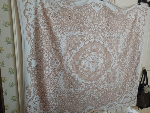 Vintage brown white lace type - brown,