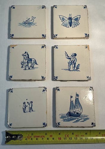 Antique delft style tiles - 6, x