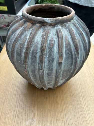 Large antique clay plant - large,