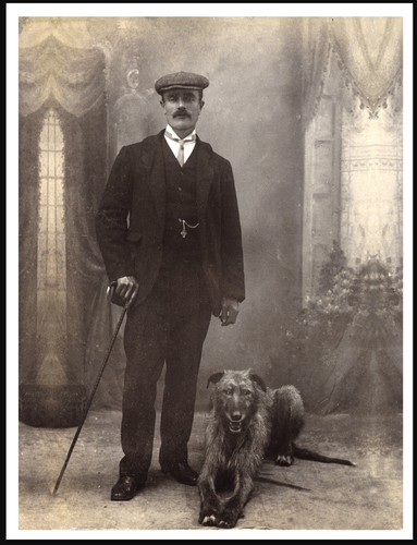 Lurcher man dog vintage - dog,