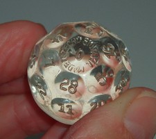 1930s Antique Czech Crystal Ball Glass Multi-Faceted Number Fortune Telling Dice