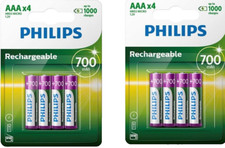 8 x Philips AAA 700 mAh Rechargeable Batteries NiMH HR03 LR03 ACCU phone