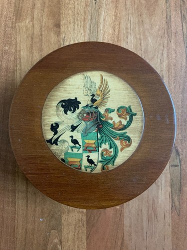 Vintage round wooden herald - vintage,