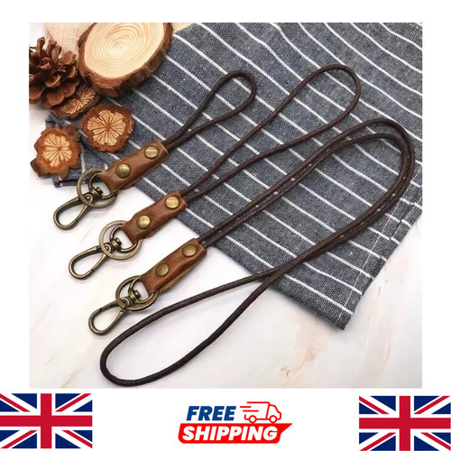 Leather lanyard neck - strap, for