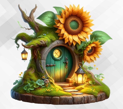 Hobbit house and - house, sunflower