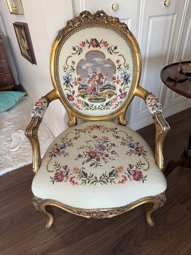 Antique french giltwood chair - antique,