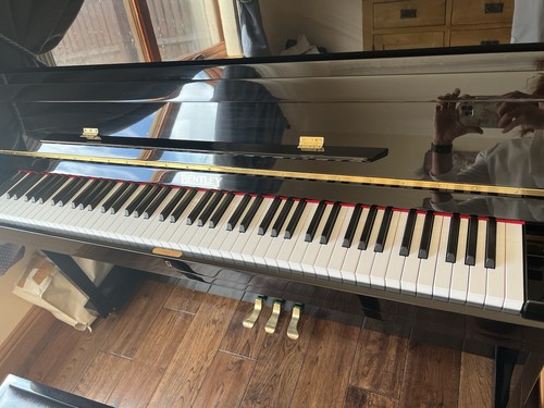 Upright piano and - piano, stool