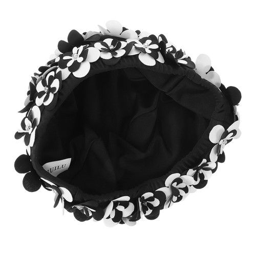 Black flower swim cap - black, for