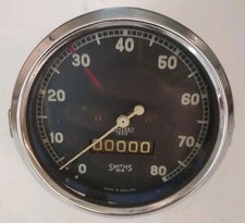 NOS - Vintage 80mm Smiths ma 80mph Speedometer X34268/1.  1550 & Bracket