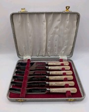Frank Cobb & Co Dessert Knife Set With Faux Bone Handle Sheffield Stainless 