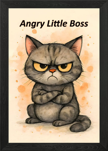 Angry little boss cat framed - angry,