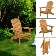 Adirondack Wooden Chair Durable Patio Garden Sun Lounger Natural Outdoor Relax