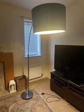 NEXT Arc Floor Lamp Light & Blue Drum Shade