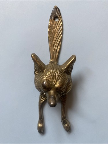 Vintage brass metal fox - fox, 6”