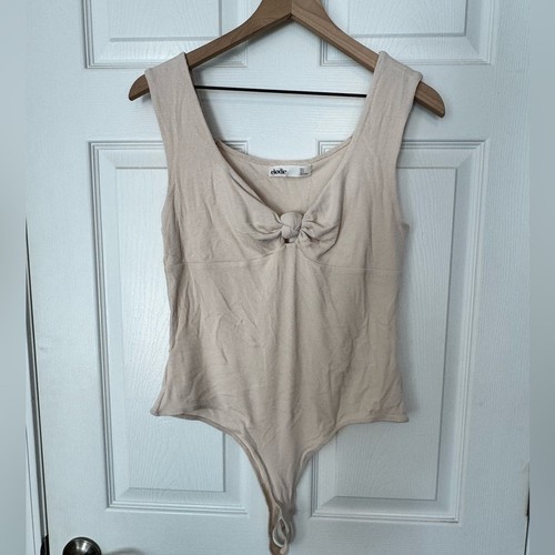 Elodie bodysuit beige ribbed - bodysuit,