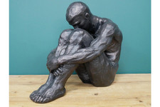 Large 34cm Sitting Man Bronze