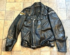 Brooks Leather Black Biker Motorcycle Jacket Punk 1960s Mens Patches Sz Med?