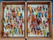 66x Vintage handmade salmon treble and double hook flies