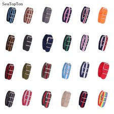 12/14/16/18/20/22/24mm Cambo Stripe Nylon Watchband Watch Strap Band Buckle