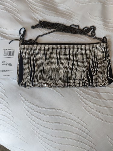 Reiss black diamond clutch - black,