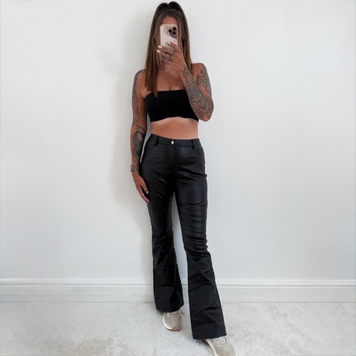 Ladies faux leather trousers - ladies,