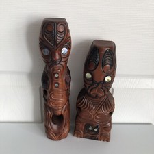 Vintage Hand Carved Tiki Maori Wood Carving Maona Tribal Carving - New Zealand