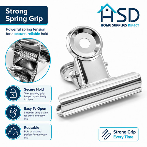 Chrome metal bulldog - chrome, clips
