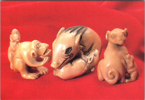 Japanese netsuke postcard - japanese,