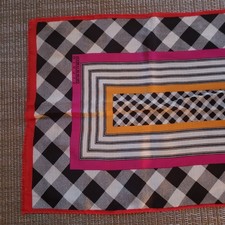 Oscar de la renta Black Checked Pink Silk Rectangle Scarf 52-in x 10-in EUC