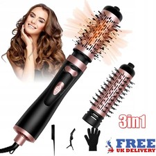 Rotating Hair Dryer Brush Hair Straightener Curler Comb 3in1 Hot Air Styler