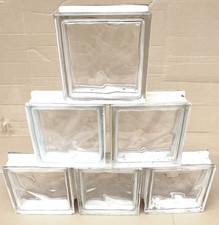 5x Used Wavy Glass Brick/Block Architectural Privacy Wall Square, 190x 190x 80mm