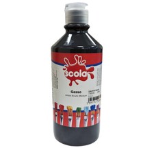 Scola BLACK Gesso Medium Artist Base Coat Canvas Primer Acrylic Oil Paint 500ml