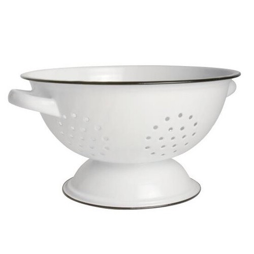 Enamel white colander ib - enamel,