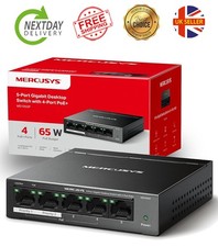 MERCUSYS 5 Port Gigabit Network Switch, Ethernet Switch with 4-Port Poe+, 65W 
