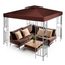 Flexzion Gazebo Cover Replacement Canopy Top 8x8 Ft (2.4m x 2.4m) - Double Tier