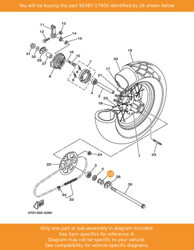 Yamaha collar 90387 - collar,, 90387-17005