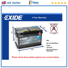 Car Battery EA722 Exide 096