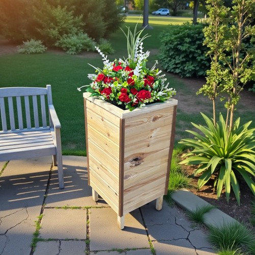 Square wooden planter - square, garden