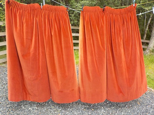 Pair vintage terracotta velvet - vintage,